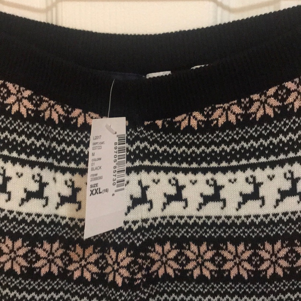 Girls Black and Pink Fair Isle Sweater Leggings - Picture 2 of 6